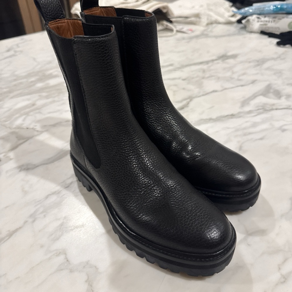 Reformation Black Leather Combat Boots